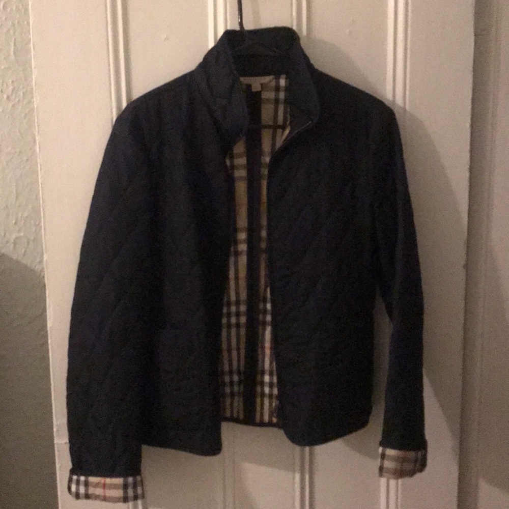 Navy Burberry Quilted Jacket - Picture 1 of 3